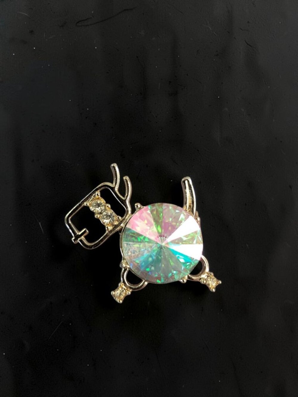 Vintage MCM Gold-Tone Aurora Borealis Rhinestone Poodle Dog Brooch Gift